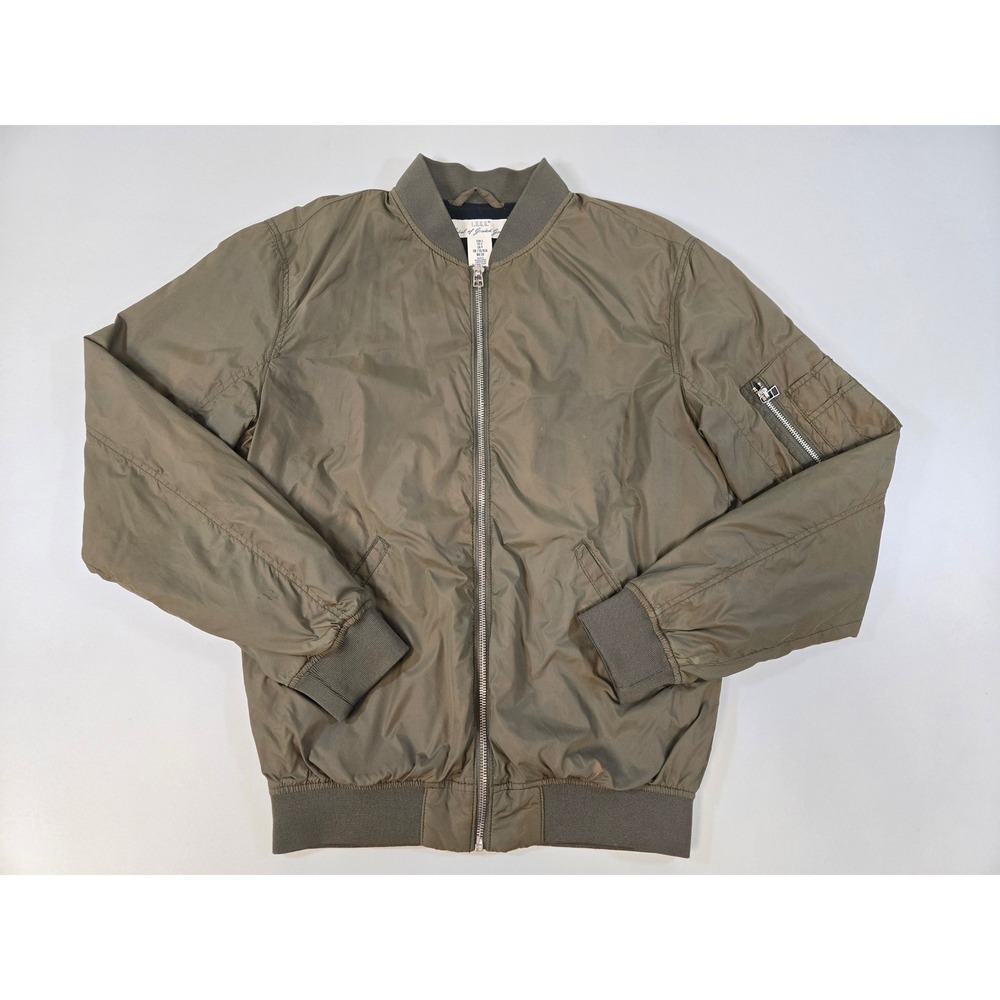 HM LOGG Mens Bomber Jacket Olive Green Full Zip Utility Pocket Small 0326207 5